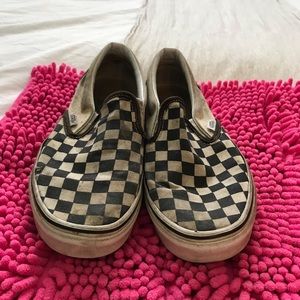 worn checkered vans